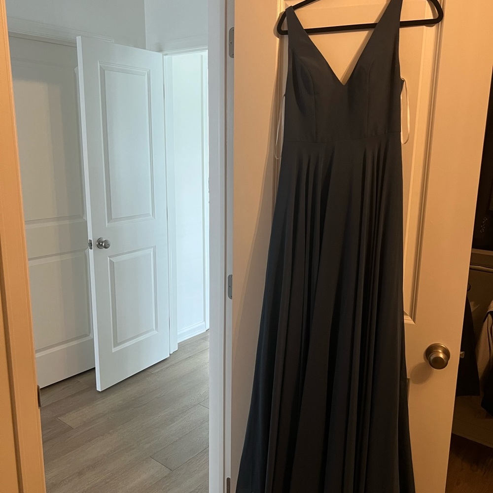 Jenny Yoo Maddi dress in Luxe Chiffon fabric in evening blue